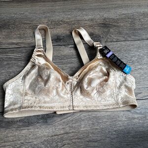NWT Bali Double Support Lace Wireless Bra Nude Beige Lightly Lined Sz 36B